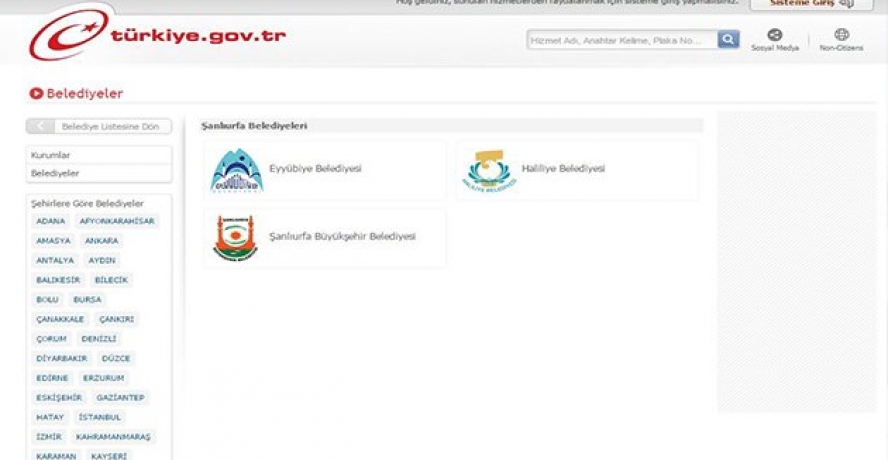 Haliliye Belediyesi’ne E-Devlet’ten Ulaşılabilinecek