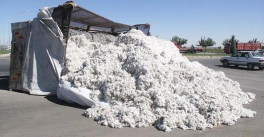 Pamuk yüklü kamyon devrildi: 2 yaralı